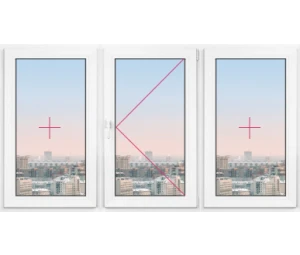 Трехстворчатое окно Rehau Delight Decor 1900x1900 - фото - 1